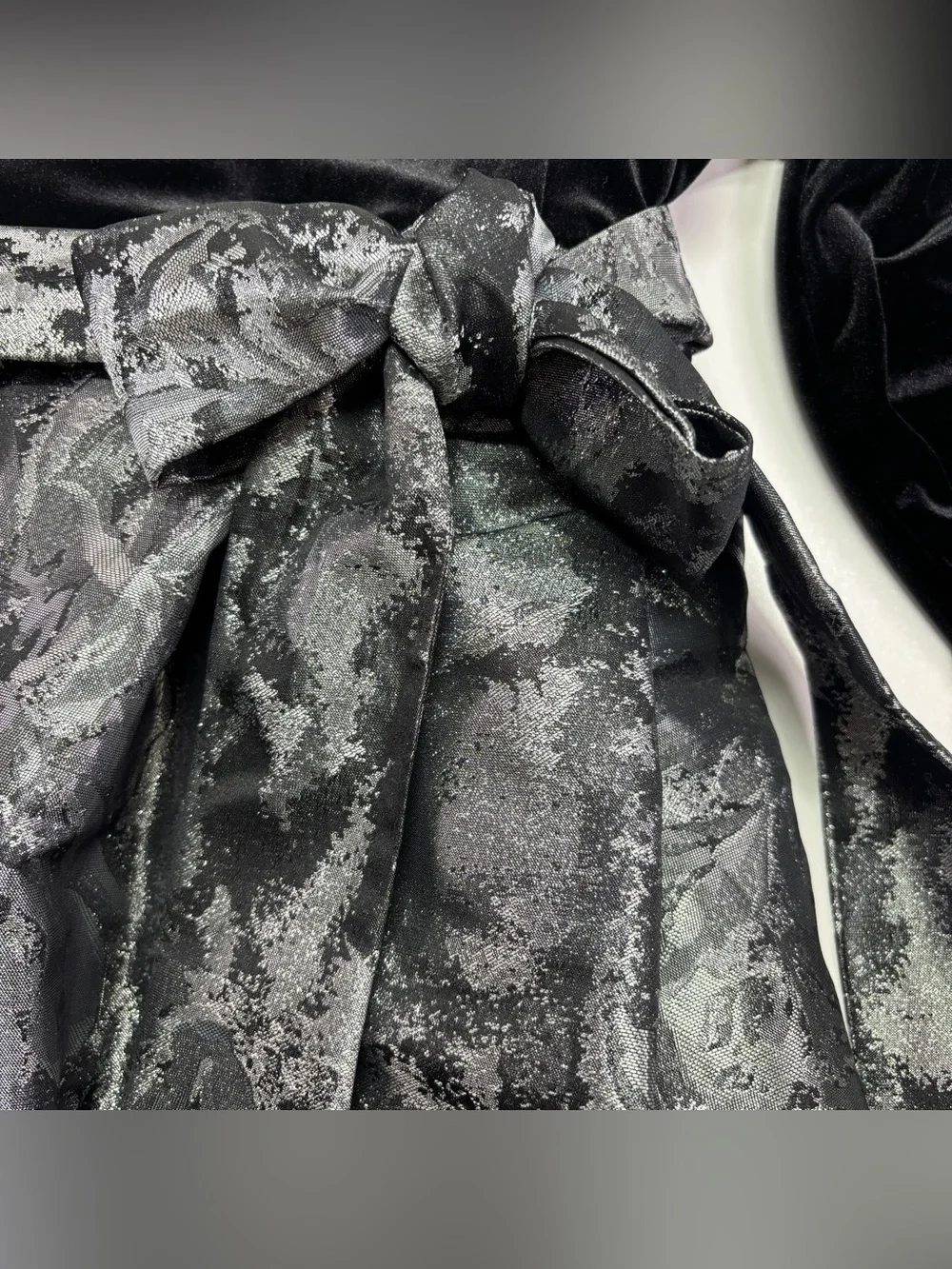 Jessica Howard 24W Black Velvet Silver Jacquard Holiday Party Dress